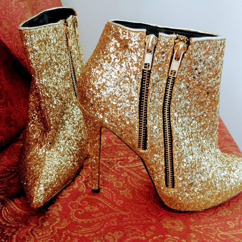 Gold Glitter Booties